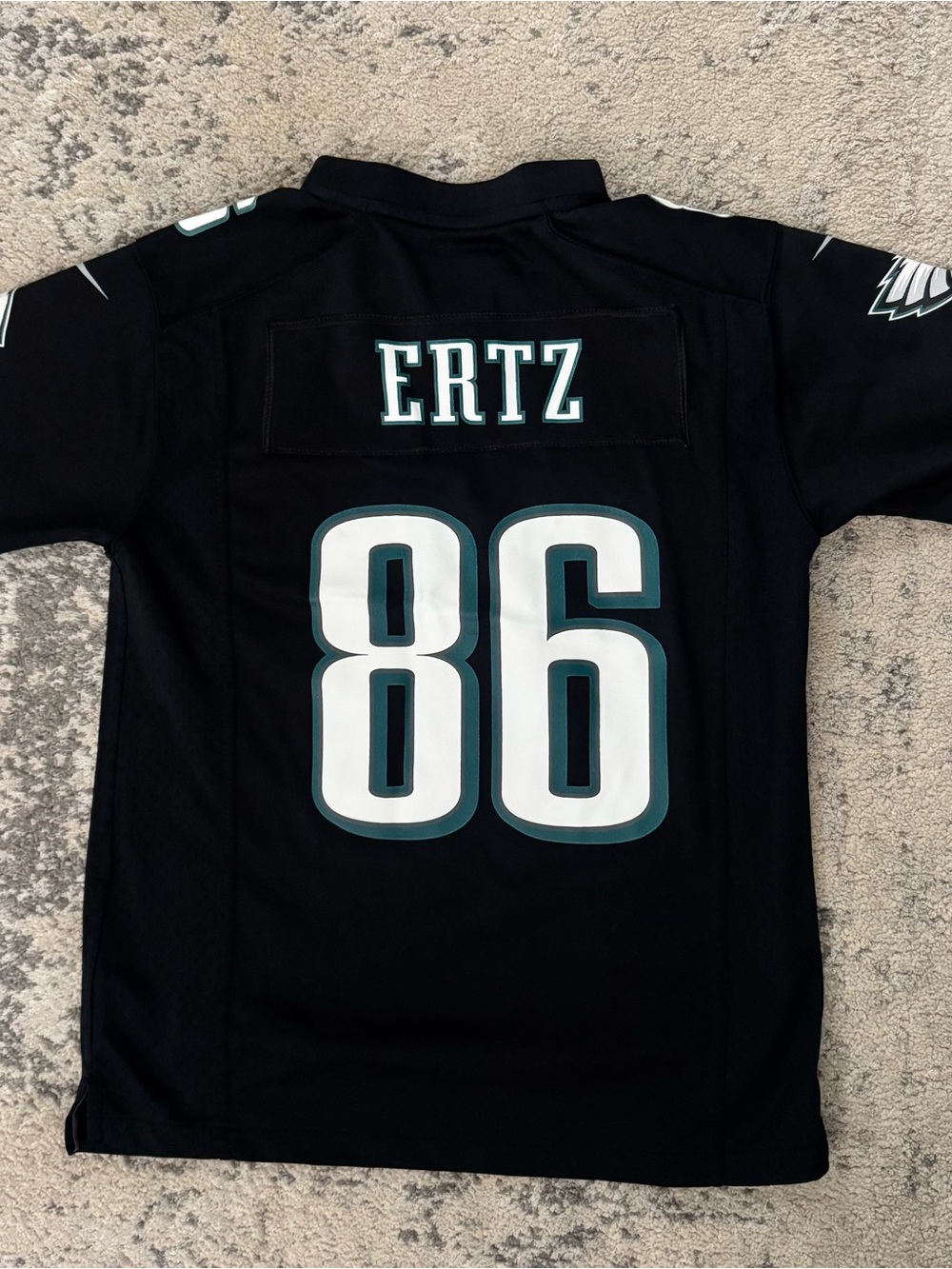 NFL Youth Zach Ertz 86 Black Jersey with White and Midnight Green Accents